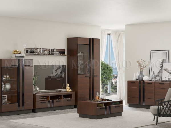 Гостиная Манифик МДФ (Ш-3000 x В-2126 x Г-650 мм) Дерево/Орех