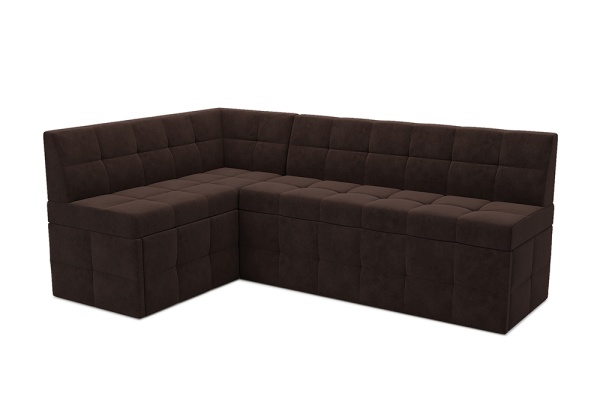 Кухонный угловой диван дельфин Атлантис велюр коричневый