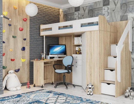 Кровать-Чердак Мийа (Д-2432хШ-1800хГ-645 мм)/Разные Цвета